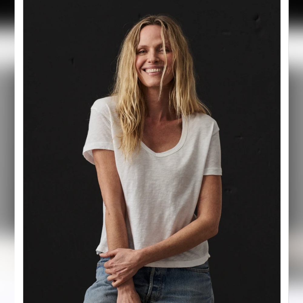 White V Neck T Shirt